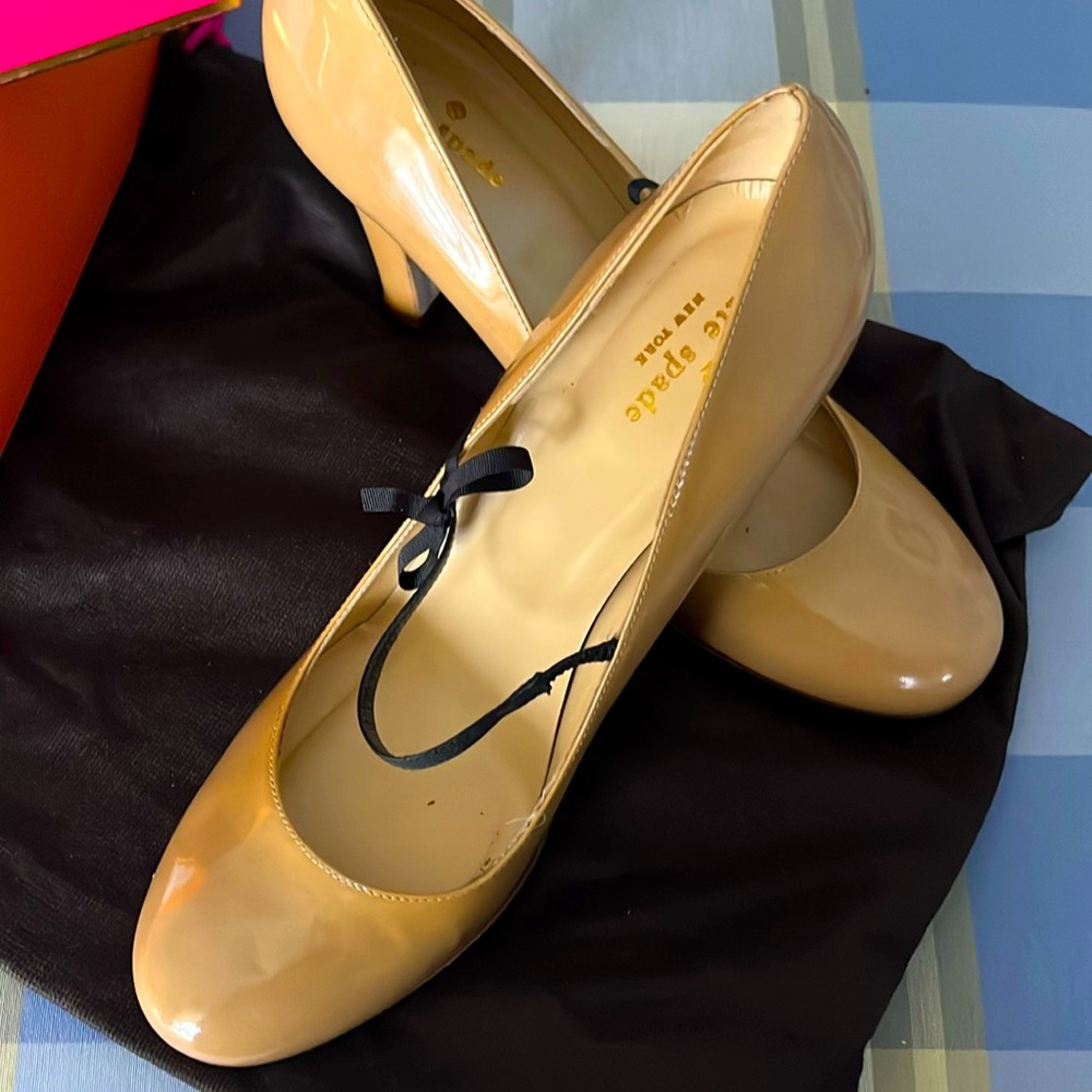 Kate Spade Camel Patent “Lively” Mary Jane’s